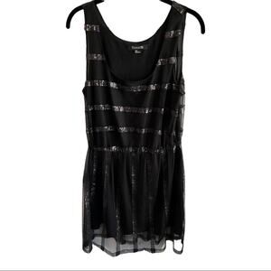 Forever 21 Black Mesh Tank Dress Sequin Details Medium